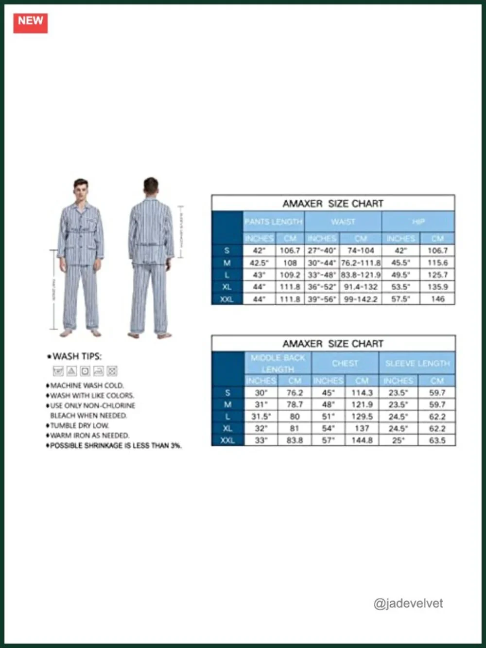 Men's 100% Cotton Pajama Set Long Sleeve Button Fly Pants